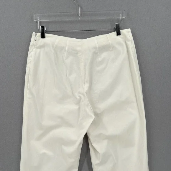 BRUNELLO CUCINELLI Pants Womens 12 Off White Cotton Blend Stretch Slim Trouser